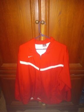 Nike Red Track Jacket with White Stripe